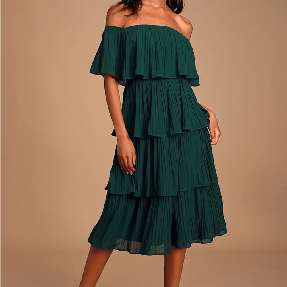 Lulu's Gala Ready Off-Shoulder Ruffle Dress